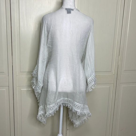 Steve Madden Women’s White Open Front Cardigan White One Sz Coverup Beach Pool - Picture 5 of 8